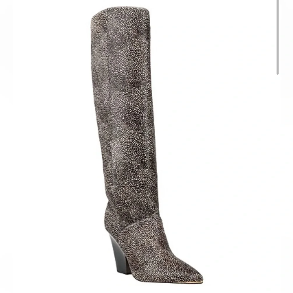 Tory Burch $628 Lila Calf Hair Knee High Heeled Boots Made in Brazil size 6